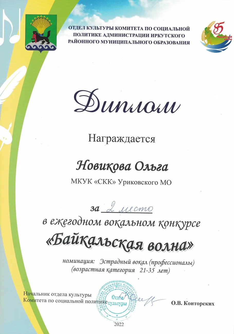 Байкальская волна 2022 - диплом 2 место Новикова О.В.